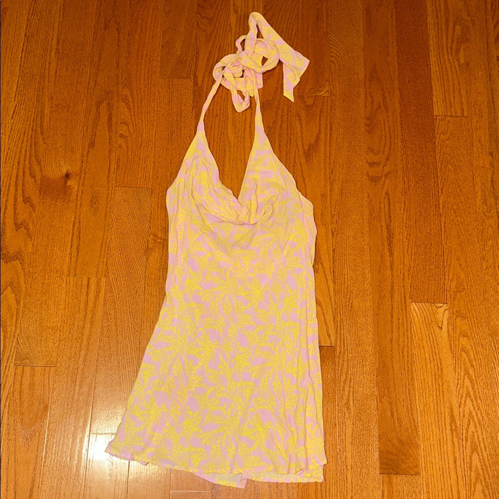 Yellow and Pink Sleeveless Dress